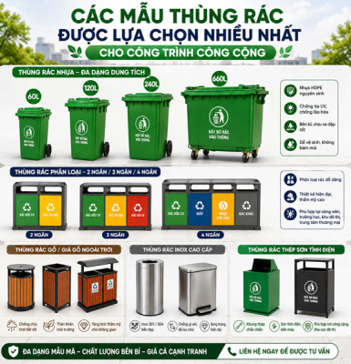 20+ mẫu thùng rác được lựa chọn nhiều nhất cho công trình công cộng