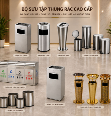 Top 15 mẫu thùng rác inox đẹp, thịnh hành hiện nay