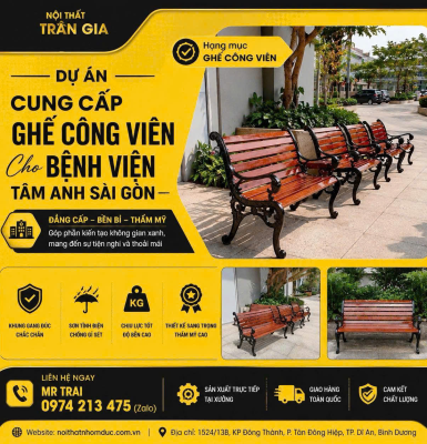 Cung cấp sản phẩm ghế công viên cho bệnh viện tâm anh sài gòn 