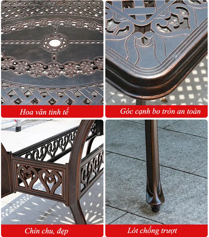 Bàn ghế nhôm đúc cổ điển BG-04
