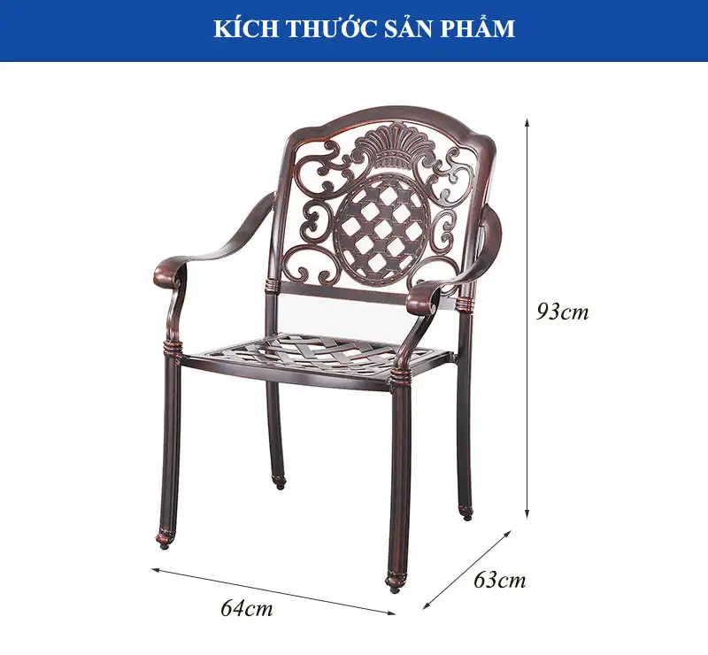 Bàn ghế nhôm đúc bàn đá BG02