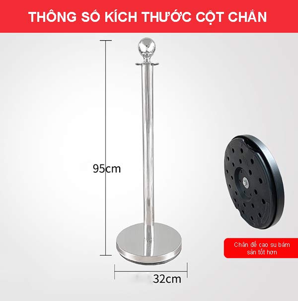 Cột chắn inox trắng dây chùng