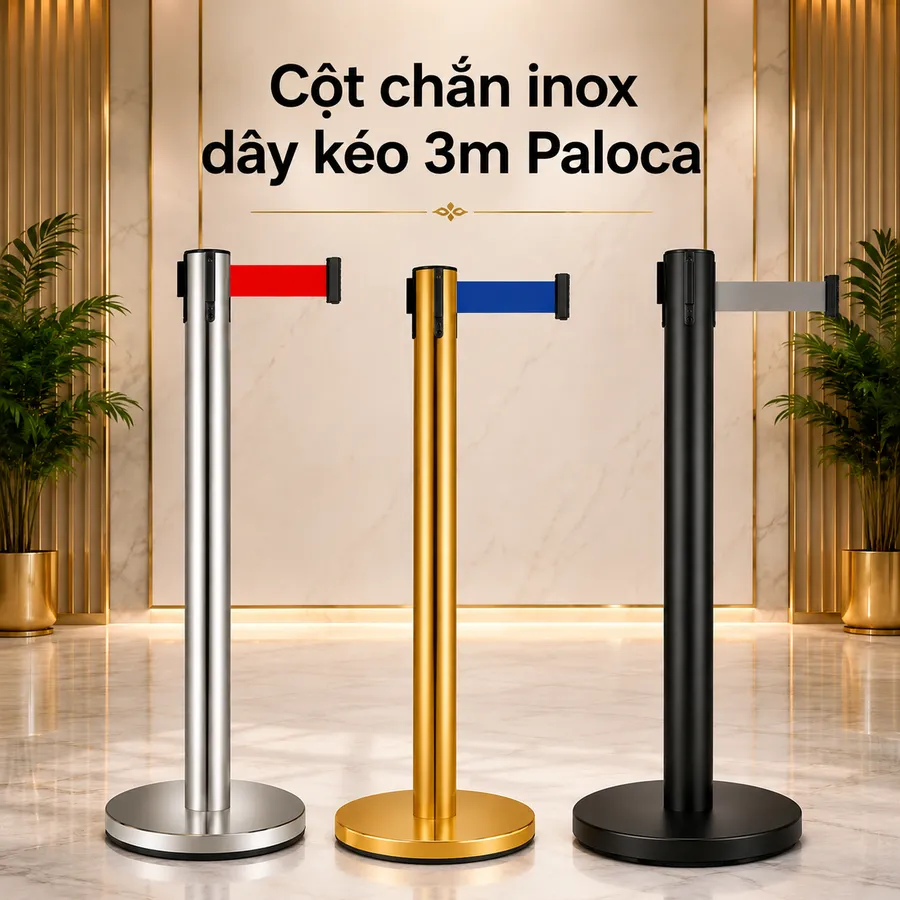 Cột chắn inox dây kéo 3m