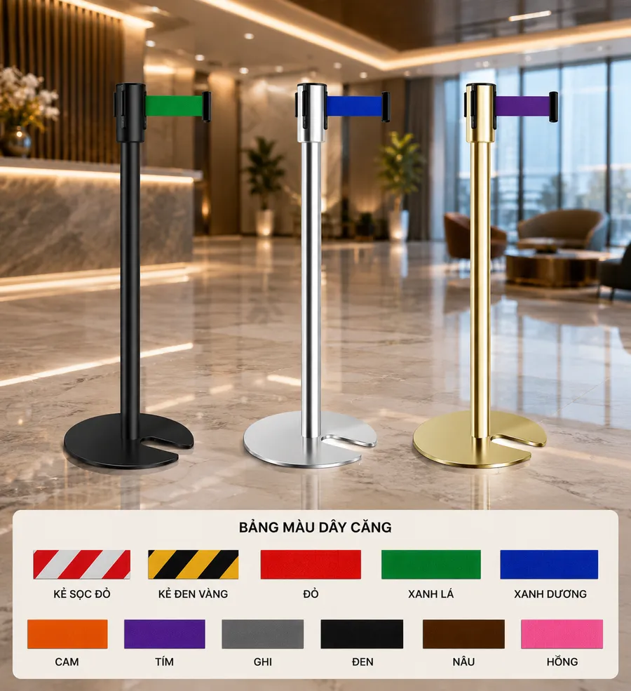 Cột chắn inox đế chữ U dây căng 2m
