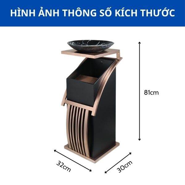 Thùng rác sảnh có gạt tàn thủy tinh