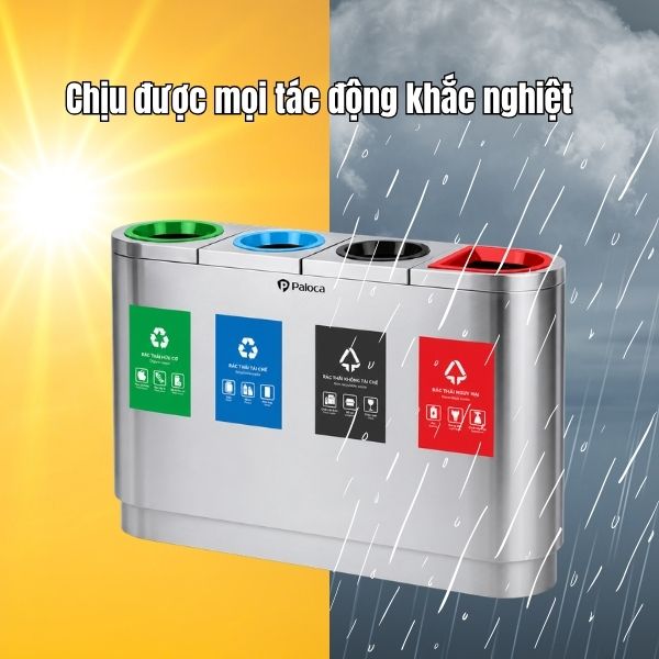 Thùng rác inox phân loại 4 ngăn
