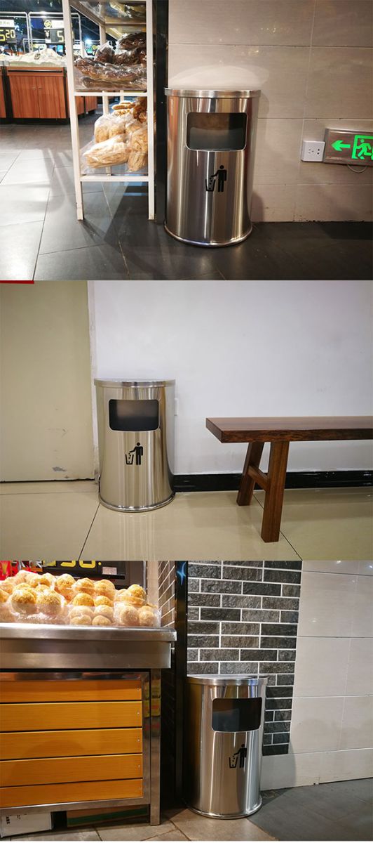Thùng rác inox hình bán nguyệt trắng
