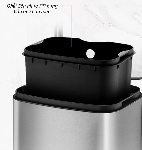 Thùng rác inox vuông đạp chân