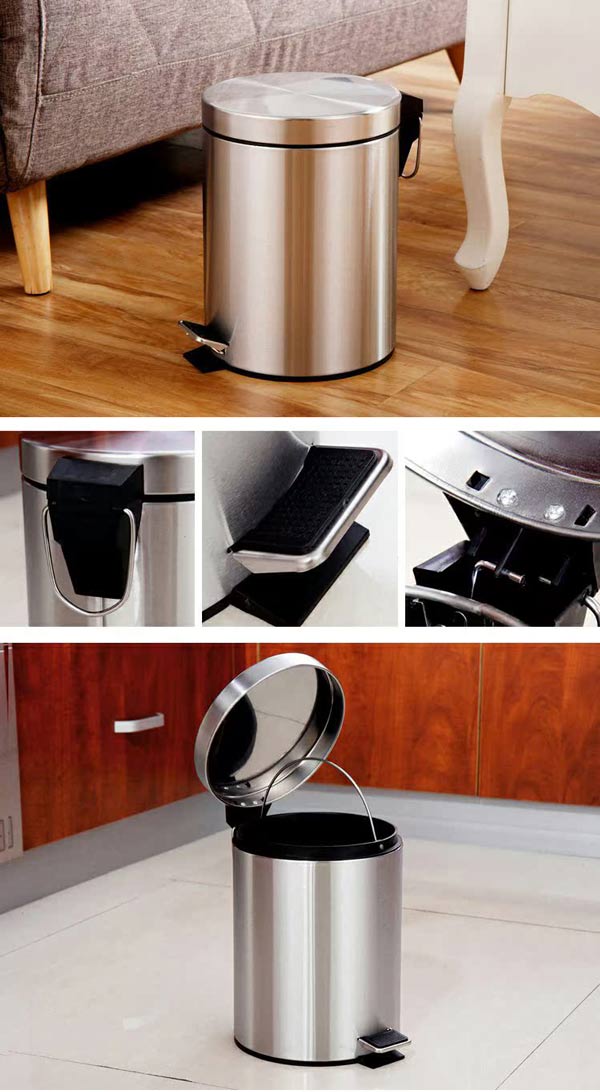 Thùng rác inox đạp chân tròn