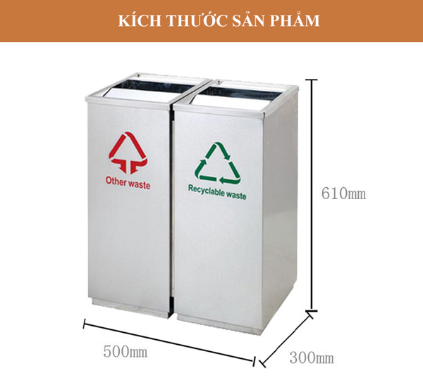 Thùng rác inox 2 ngăn nắp lật