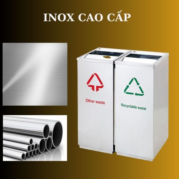 Thùng rác inox 2 ngăn nắp lật