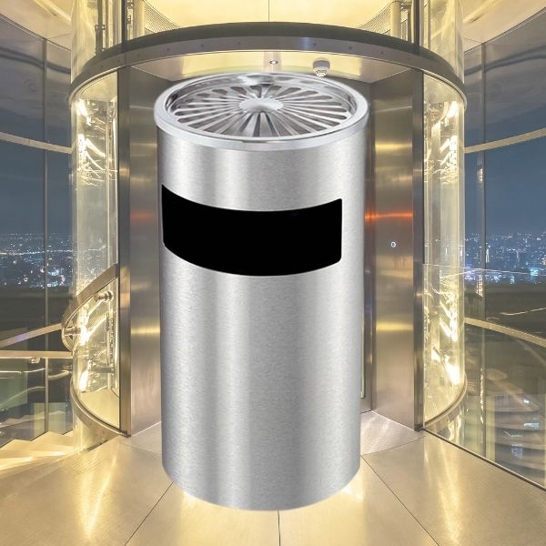 Thùng rác inox tròn gạt tàn
