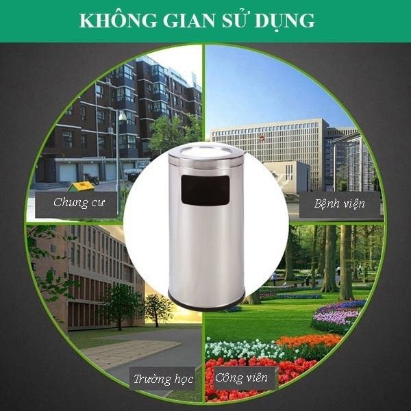 Thùng rác inox gạt tàn cỡ lớn