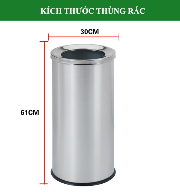 Thùng rác inox tròn nắp hở