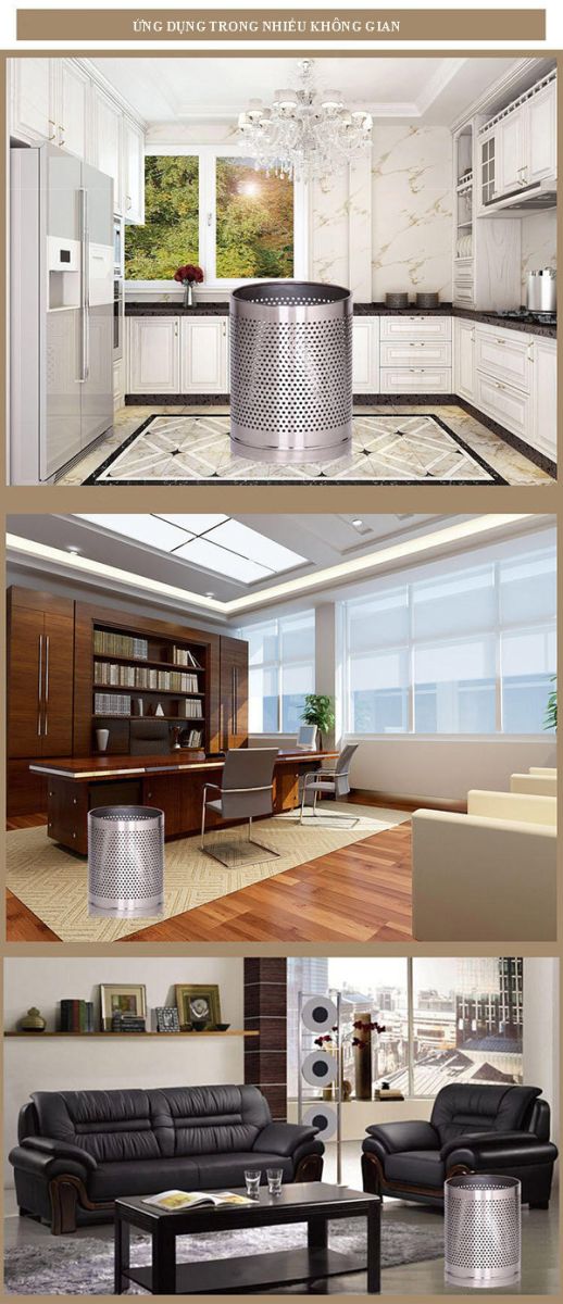 Sọt rác inox văn phòng