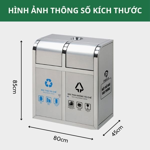 ​​Thùng đựng rác cửa đẩy 2 ngăn