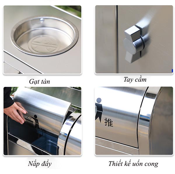 thùng đựng rác inox 4 ngăn cửa đẩy