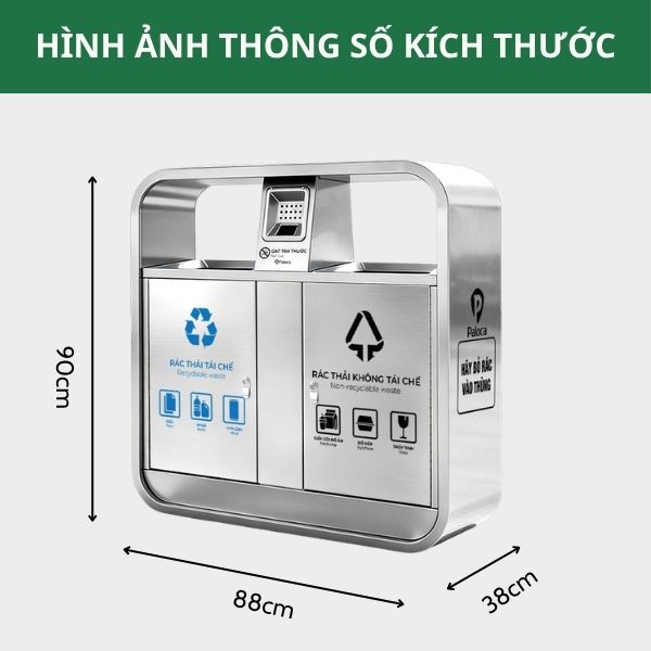 Thùng đựng rác inox 2 ngăn