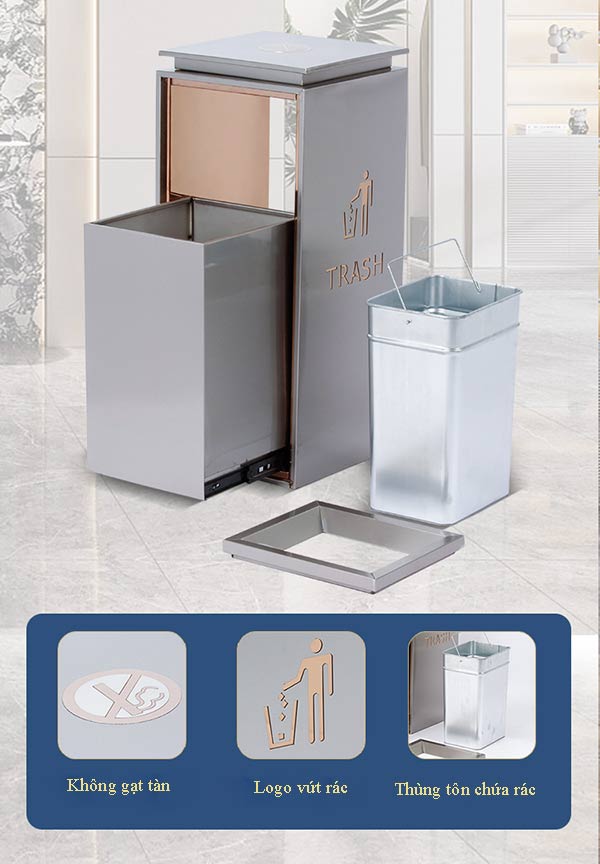 ​​Thùng rác sảnh inox