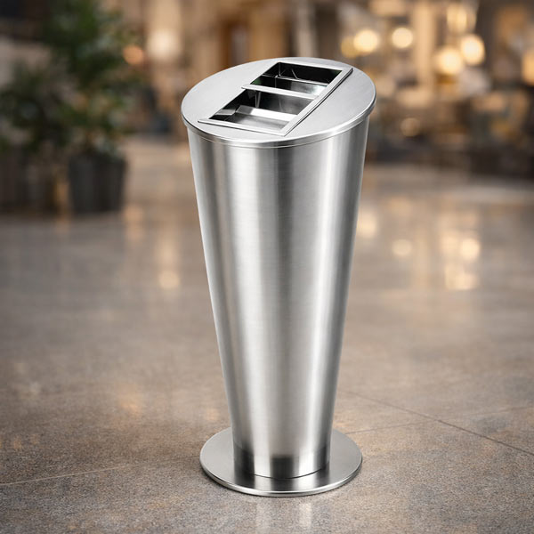 Thùng rác inox trắng trang trí