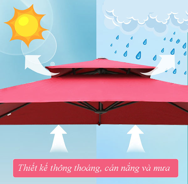 Ô lệch tâm vuông 3m ngoài trời