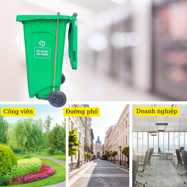 Thùng rác nhựa 120L đạp chân