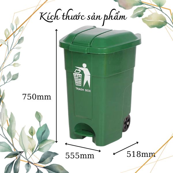 Thùng rác nhựa đạp chân 70L