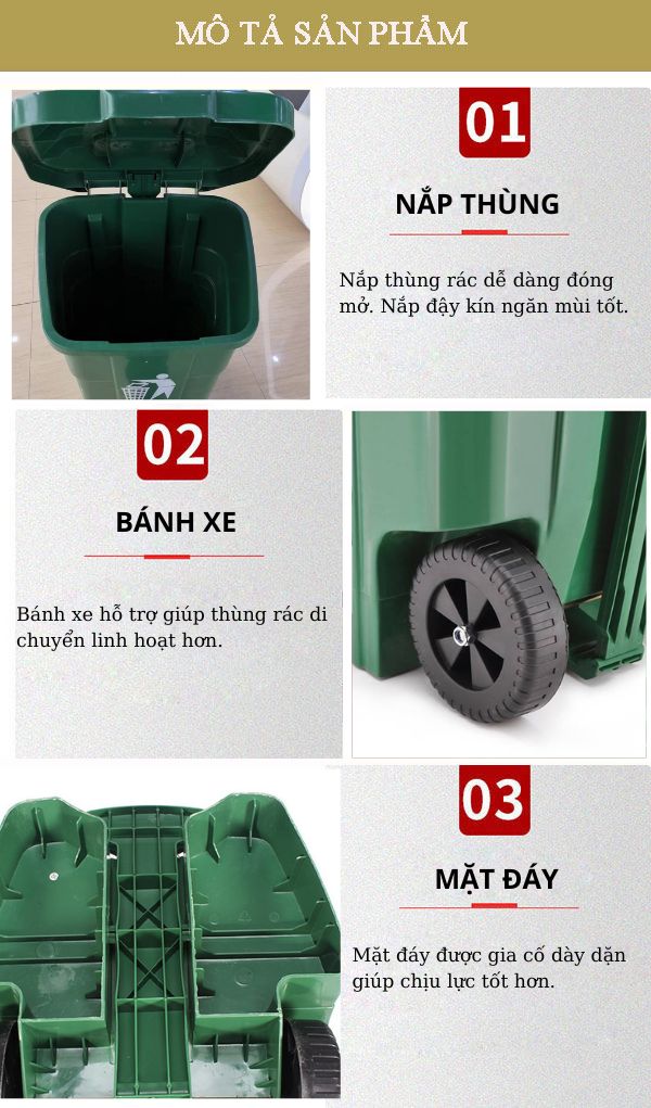 Thùng rác nhựa đạp chân 70L
