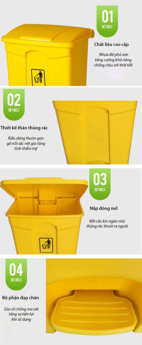 Thùng rác nhựa đạp chân