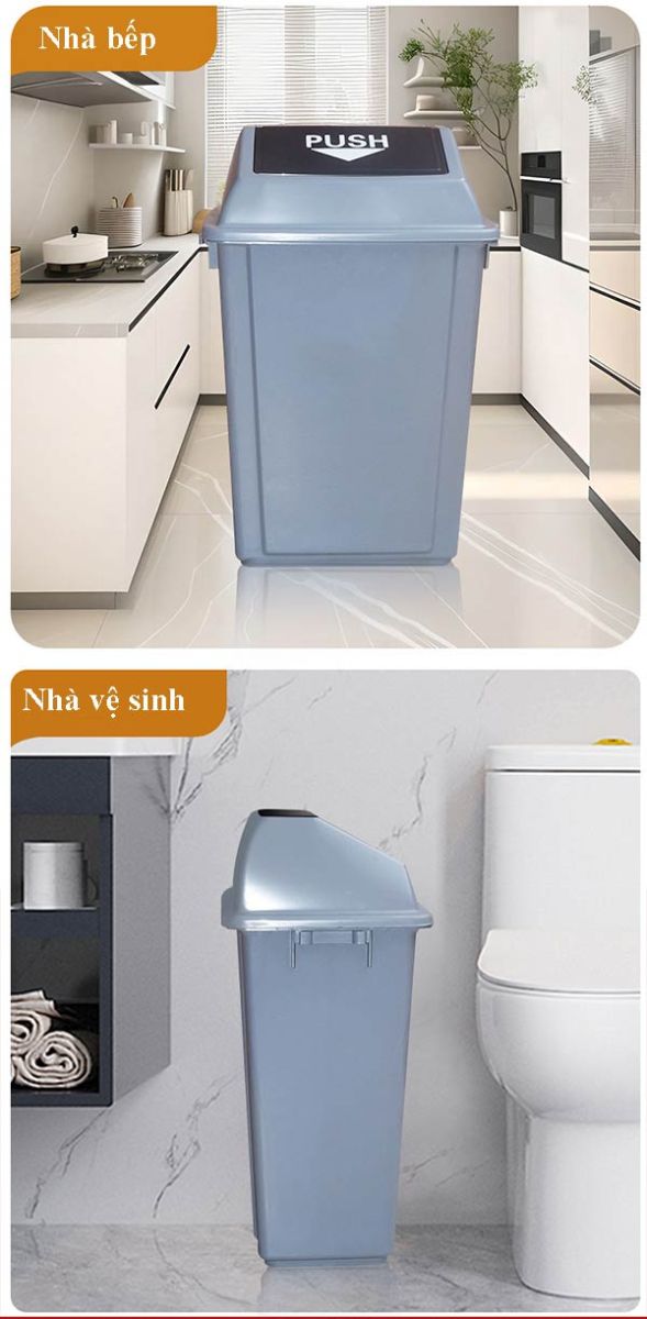 Thùng rác nhựa nắp đầy