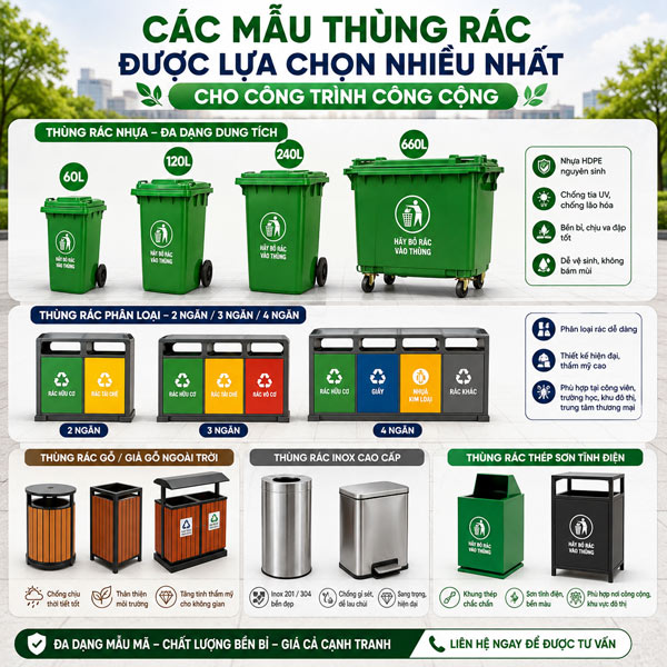 Thùng rác cho công trình công cộng