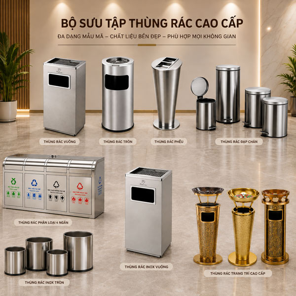 Mẫu thùng rác inox đẹp