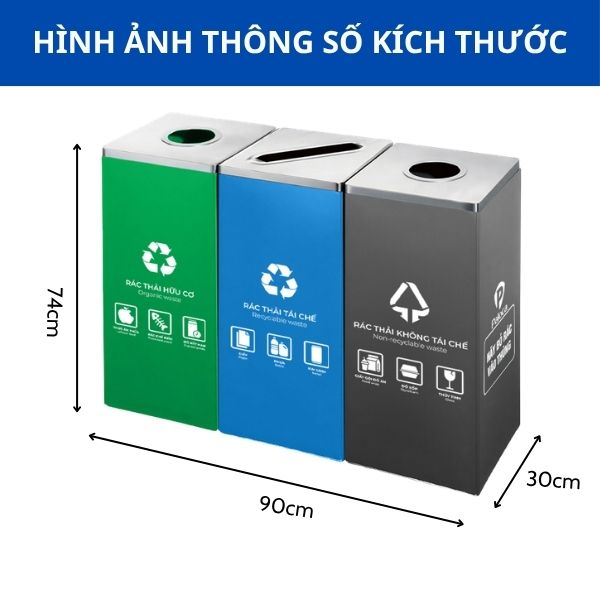 Thùng phân loại rác 3 ngăn HTI3N07