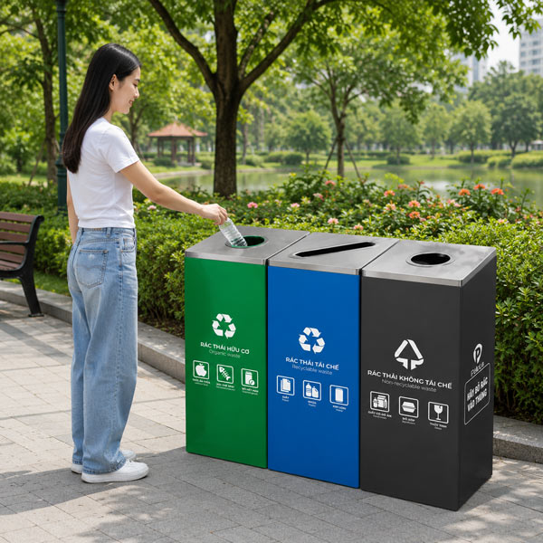 Thùng phân loại rác 3 ngăn HTI3N07