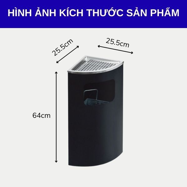 Thùng rác thép đen đặt góc 