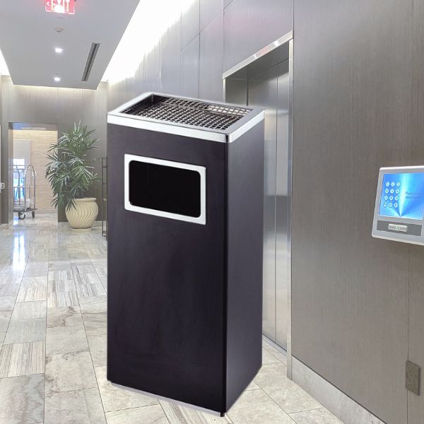 Thùng rác gạt tàn chữ nhật thép sơn tĩnh điện