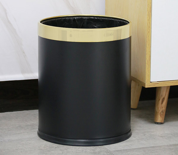 Thùng rác thép sơn đen 2 lớp