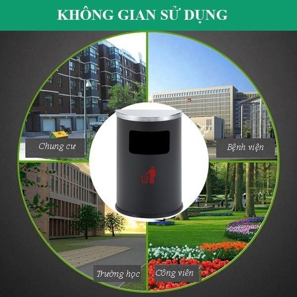 Thùng rác bán nguyệt thép