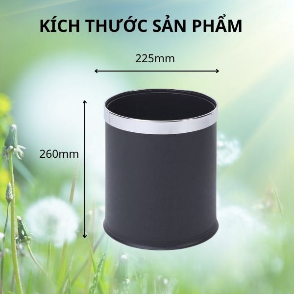 Thùng rác thép sơn đen 2 lớp