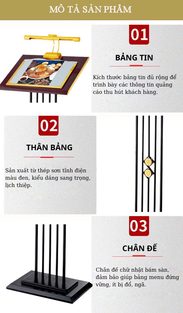 Bảng menu có đèn