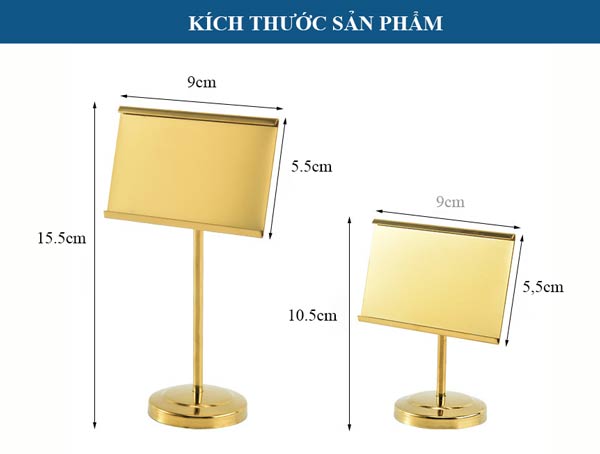 Bảng biểu để bàn inox vàng 