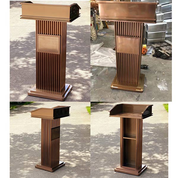 bục phát biểu inox mạ vàng hồng