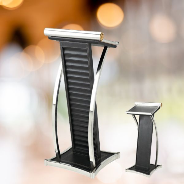 Bục phát biểu inox thân bọc da