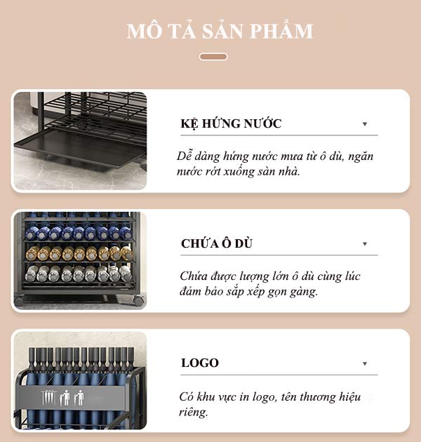 Giá để ô bằng thép sơn tĩnh điện