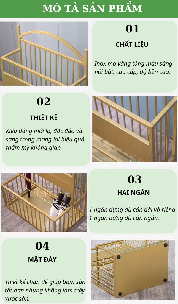 Giá cắm ô dù inox mạ vàng