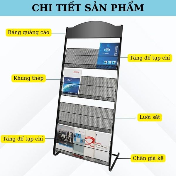 Giá để tạp chí 4 tầng