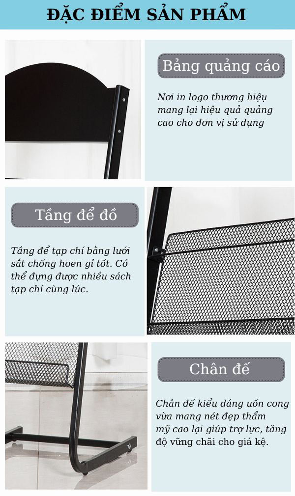 Giá để tạp chí 4 tầng
