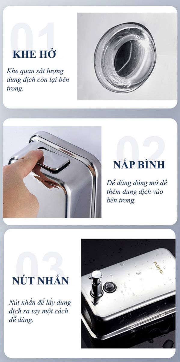 Hộp đựng nước rửa tay inox