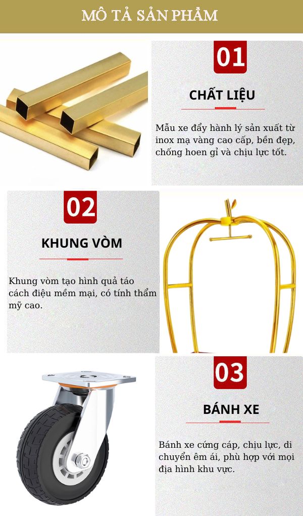 Xe đẩy hành lý inox