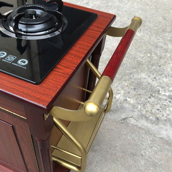 Xe đẩy bàn bếp di động bếp gas đôi
